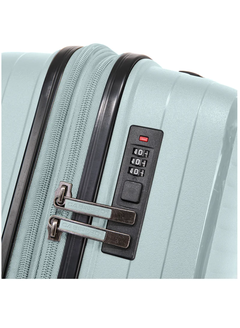 CABINPRO Light Weight PP Fashion Trolley Luggage Expandable Hard Case Carry on Suitcase with Safe Zipper and 4 Quite 360° Double Spinner Wheels CP002 Mint