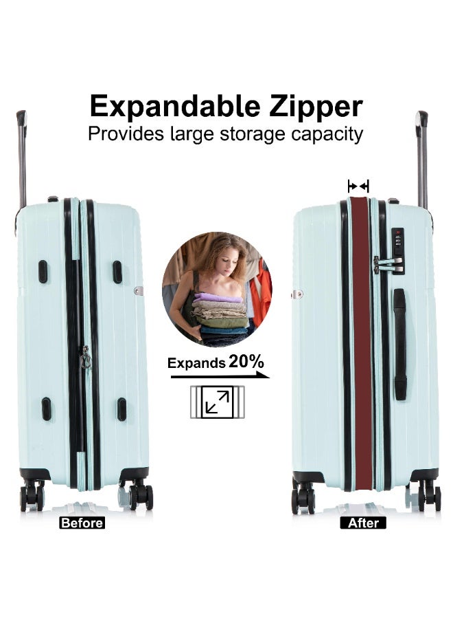 CABINPRO Light Weight PP Fashion Trolley Luggage Expandable Hard Case Carry on Suitcase with Safe Zipper and 4 Quite 360° Double Spinner Wheels CP002 Mint - Image 3