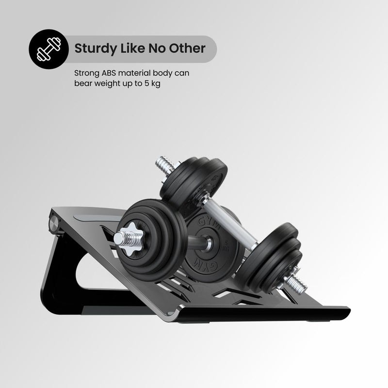 Portronics حامل اللابتوب My Buddy Hexa 5 بتصميم قابل للطي ومهوى، ارتفاع مريح، وسادات سيليكون غير قابلة للانزلاق وجسم خفيف الوزن لأجهزة اللابتوب وماك بوك حتى 15.6 بوصة (أسود) - Image 5