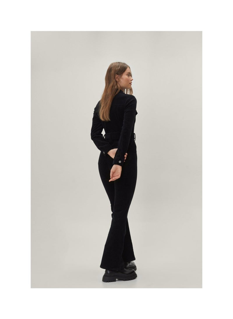 NASTY GAL - Cord Long Sleeve Zip Front Jumpsuit - Image 1