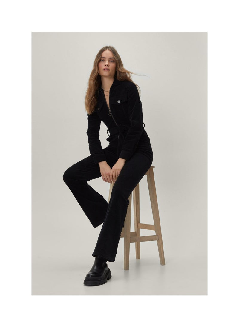 NASTY GAL - Cord Long Sleeve Zip Front Jumpsuit - Image 1