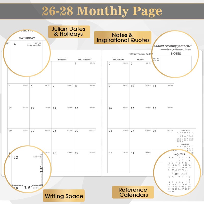 MaaIbok 2026-2028 Monthly Planner/Calendar - 2 Year Calendar 2026-2028, Jul. 2026 - Jun. 2028, 9'' Ã— 11'', 24 Months Planner with Embossed Cover, Inner Pocket, Premium Paper, Elastic Closure - Image 3