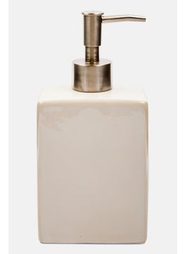 Glazed Stoneware Liquid Soap Dispenser , Cream