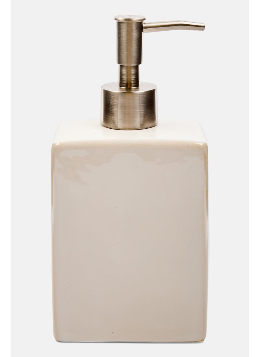 Muy Mucho - Glazed Stoneware Liquid Soap Dispenser , Cream - Image 1