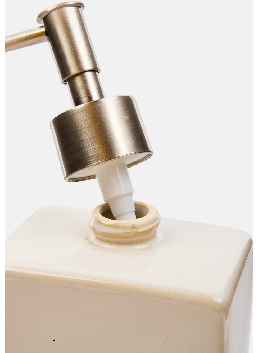Muy Mucho - Glazed Stoneware Liquid Soap Dispenser , Cream - Image 1