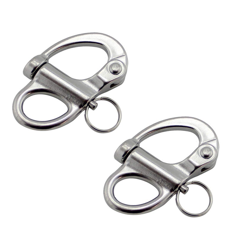 NRC&XRC Pair of 2"(52mm) 316 Stainless Steel Fixed Bail Snap Shackle for Bracelet, Sailboat - Image 1