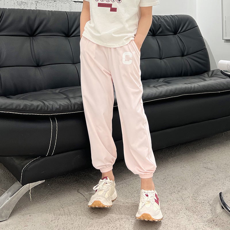 Children'S Sun Protection Pants 2024 Thin Girls' Sports Pants C Casual Loose Ice Silk Boys' Anti-Mosquito Pants - Image 1