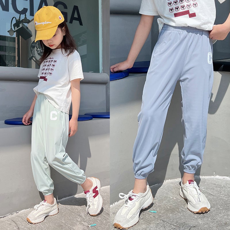 Children'S Sun Protection Pants 2024 Thin Girls' Sports Pants C Casual Loose Ice Silk Boys' Anti-Mosquito Pants - Image 4