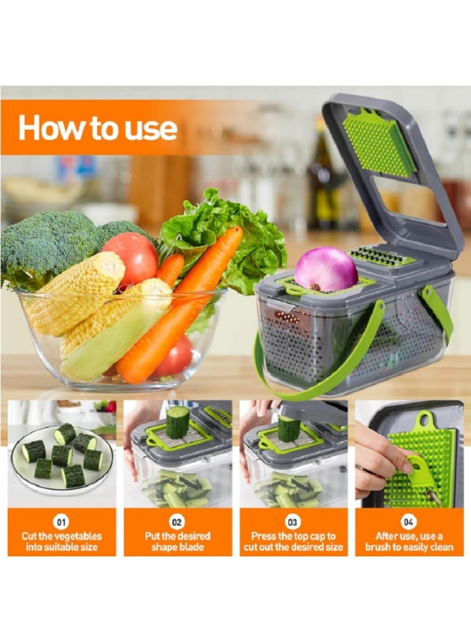 مطبخ مكون من 22 قطعة وقاطع خضار متعدد الوظائف، ومقطع، وآلة تقطيع، وقطعة بصل وبطاطا - Image 4