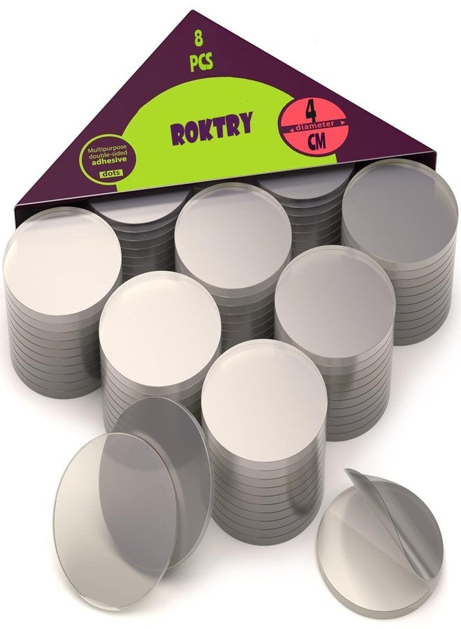 Roktry 8 PCS Die Cut Square Round Clear Circle Two Double Sided Self Adhesive Tape Transparent Sticky Dots Pads - Image 1