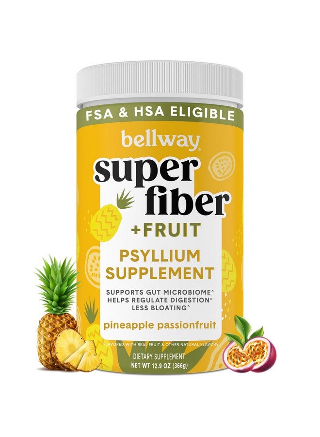 Bellway Super Fiber Powder + Fruit, Sugar Free Organic Psyllium Husk Powder Fiber Supplement for Regularity, Bloating Relief & Gut Health, Non-GMO, Plant-Based, Pineapple Passion Fruit (50 Servings) - Image 1