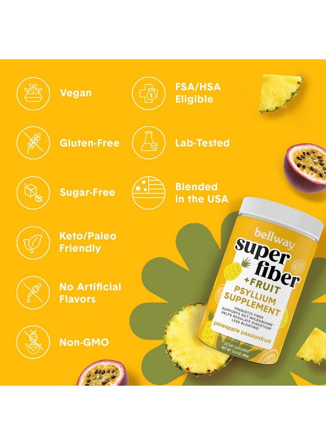 Bellway Super Fiber Powder + Fruit, Sugar Free Organic Psyllium Husk Powder Fiber Supplement for Regularity, Bloating Relief & Gut Health, Non-GMO, Plant-Based, Pineapple Passion Fruit (50 Servings) - Image 3