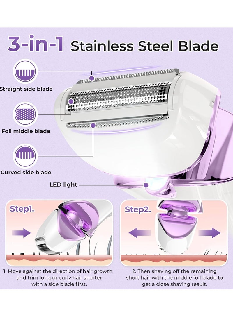 pritech Electric Shaver for Women,Ladies Shaver,Lady Razor for Legs,Arm,Underarm,Bikini,USB Rechargeable Razor Wet&Dry Cordless for Woman - Image 2