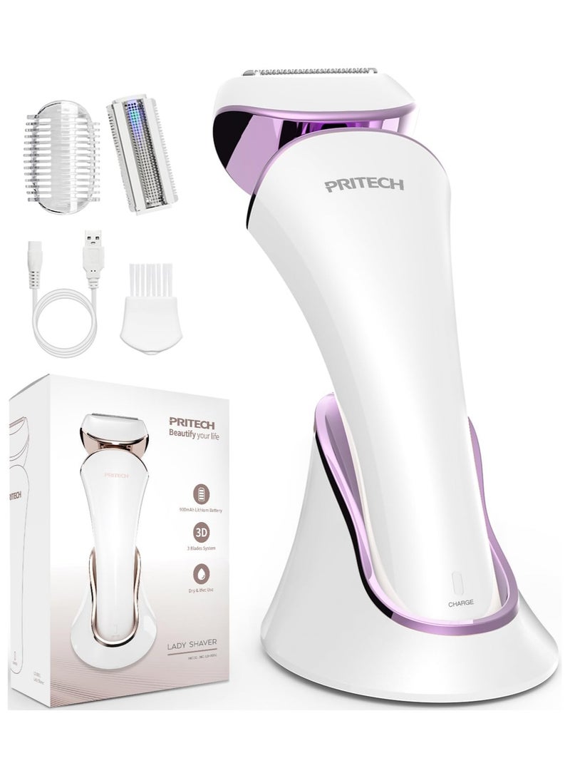 pritech Electric Shaver for Women,Ladies Shaver,Lady Razor for Legs,Arm,Underarm,Bikini,USB Rechargeable Razor Wet&Dry Cordless for Woman - Image 1