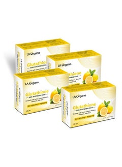 LA Organo Glutathione Soap For Skin Whitening Lightening And Brightening With Lemon Extracts Aloe Vera Kojic Acid Antiaging Dark Circle Sun Damage Corrector For Fair Skin (Pack Of 4)  - Image 1