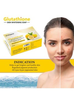 LA Organo Glutathione Soap For Skin Whitening Lightening And Brightening With Lemon Extracts Aloe Vera Kojic Acid Antiaging Dark Circle Sun Damage Corrector For Fair Skin (Pack Of 4)  - Image 4