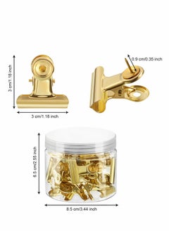 Y&D 30 Pieces Push Pins Clips Thumb Tacks with Cork Board Bulldog for School Artworks Projects on Photos Documents Bulletin No Holes The Paper (Gold)  - Image 2