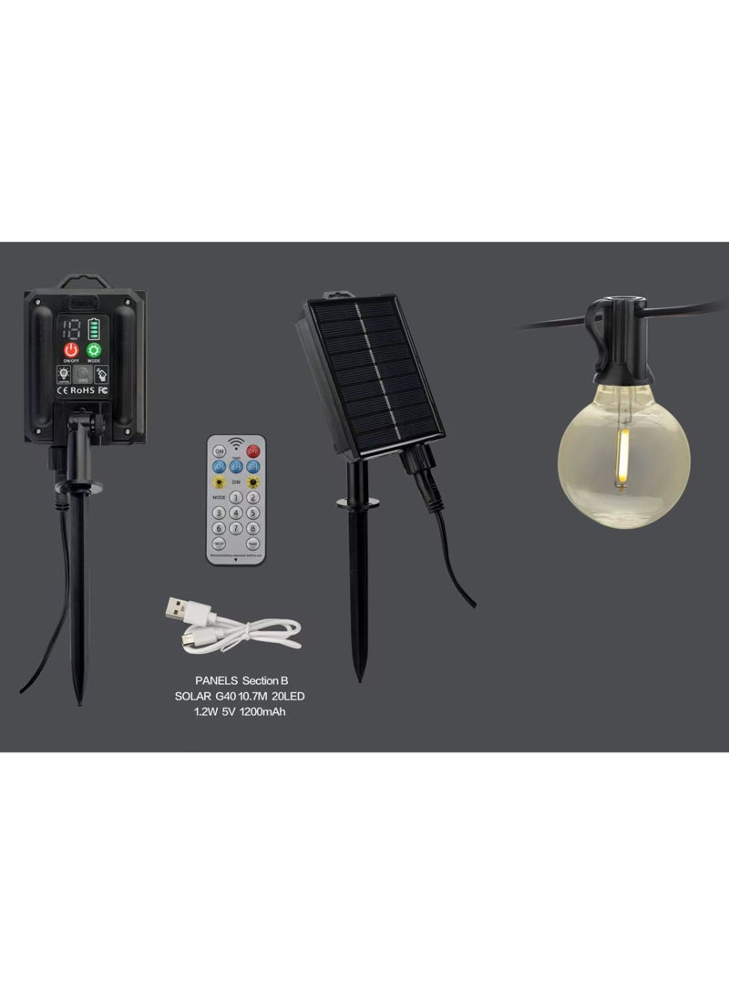 Smart Rahah Solar Powered  String Lights, 10M/33ft 1.2W 5V 1200mAh Auto On/Off Weatherproof Decorative Lighting for Garden  - Image 2