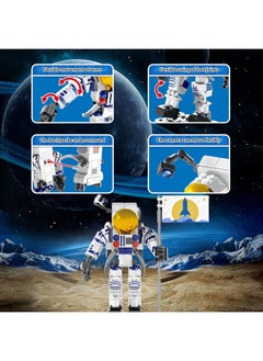 Sienon Astronaut Toys Building Kit For Kids And Adults 229Pcs Building Block Astronaut Figure Holding The Flag With Movable Joints, Diy Spaceman Assembly Construction Stem Toy City Space Building Set  - Image 3