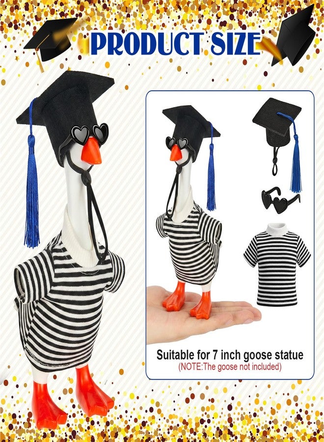 Bafeil 2 Sets Desk Goose Outfits 7 Inches - Patriotic & Graduation Mini Desktop Geese Clothes for Magnetic Geese Statue, 4th of July Goose Outfit Accessories for Office Classroom Home Table Decor Gifts - Image 3