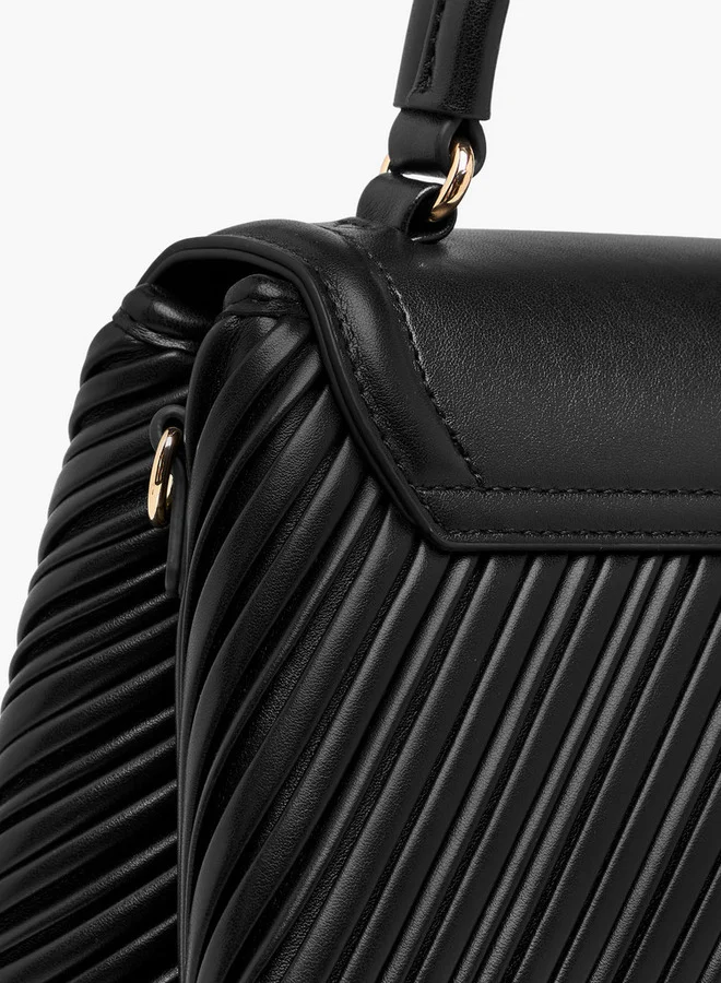 Celeste Pleated Satchel Bag with Grab Handle and Button Closure