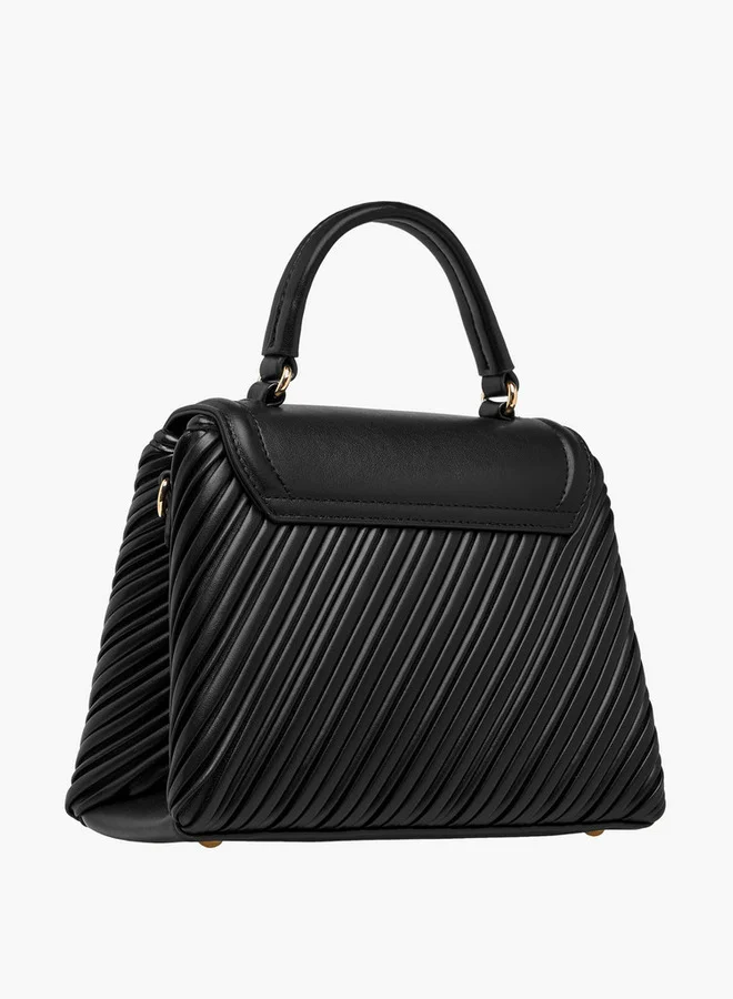 Celeste Pleated Satchel Bag with Grab Handle and Button Closure
