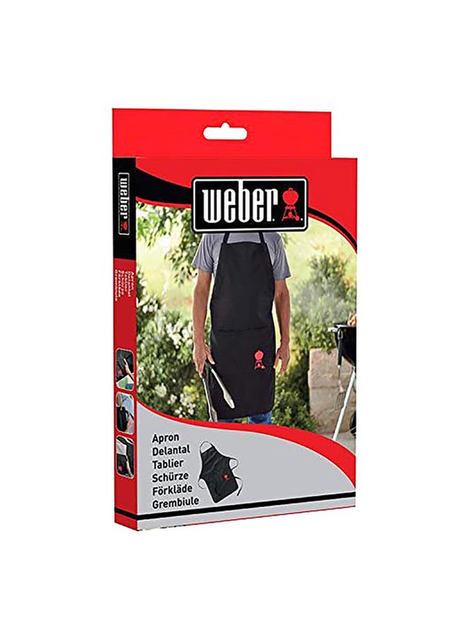 Weber Machine Washable Adjustable Cotton Apron With Dual Front Pocket For Barbecue Black And Red - Image 3
