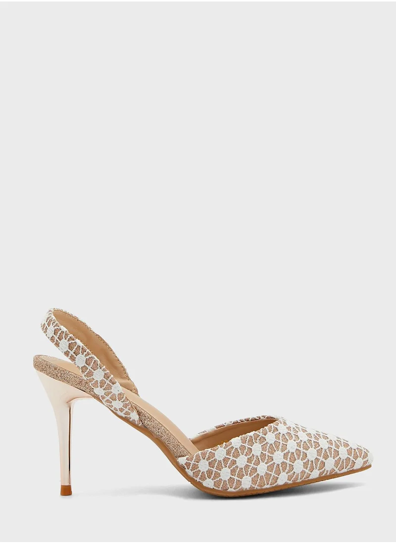 ELLA Printed Fabric Slingback Pointed Pump