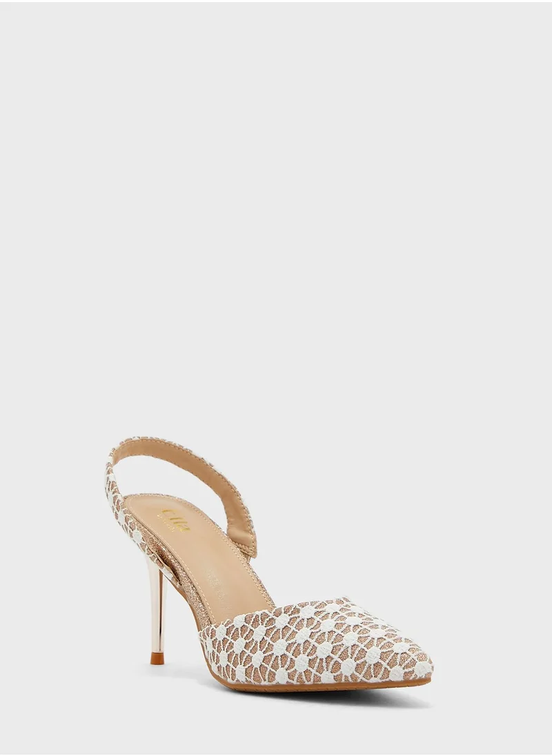 ELLA Printed Fabric Slingback Pointed Pump