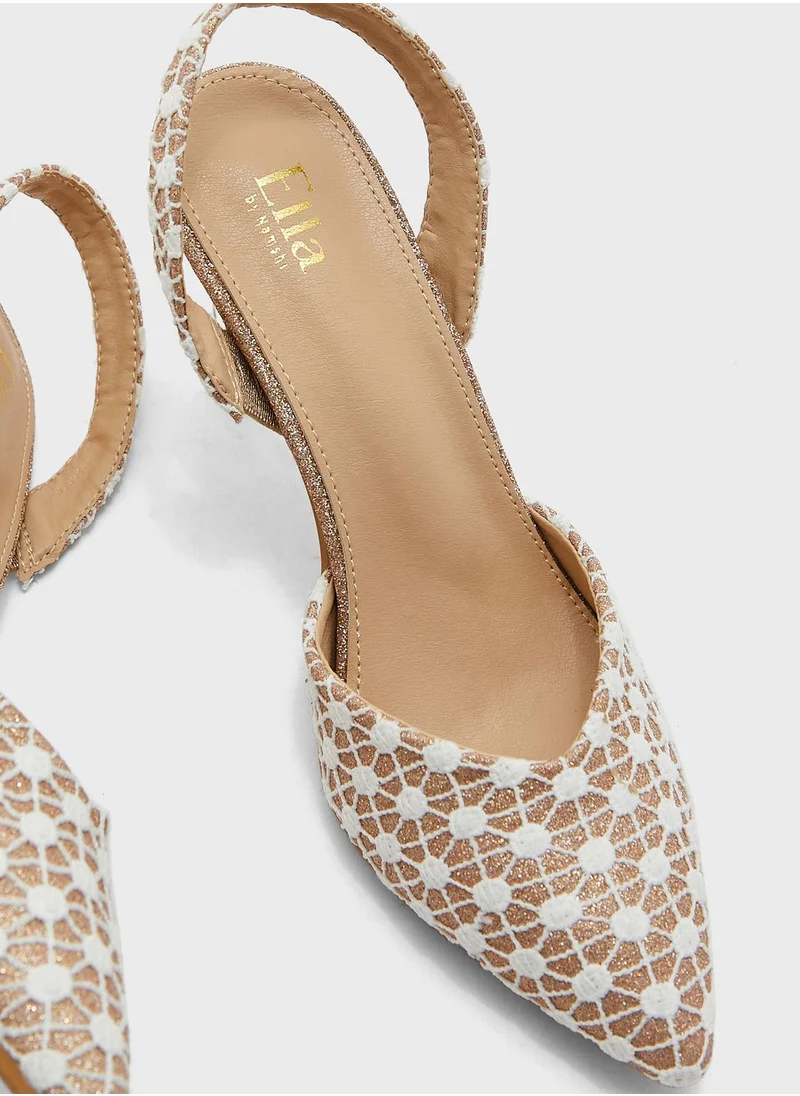 ELLA Printed Fabric Slingback Pointed Pump