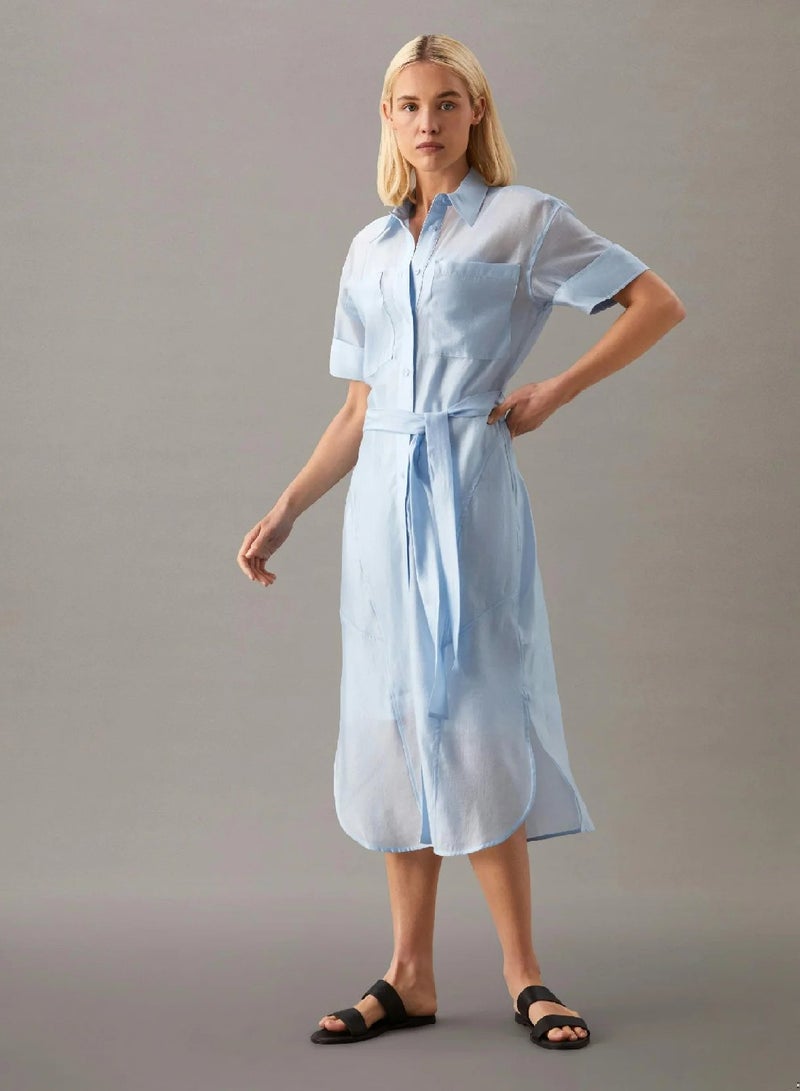 CALVIN KLEIN Sheer Lyocell Shirt Dress - Image 4