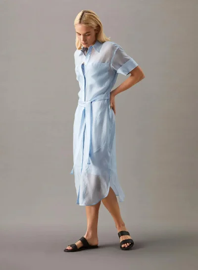 CALVIN KLEIN Sheer Lyocell Shirt Dress