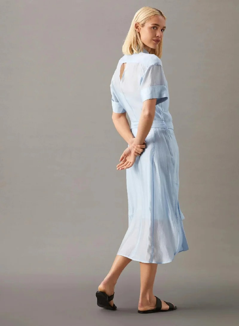 CALVIN KLEIN Sheer Lyocell Shirt Dress