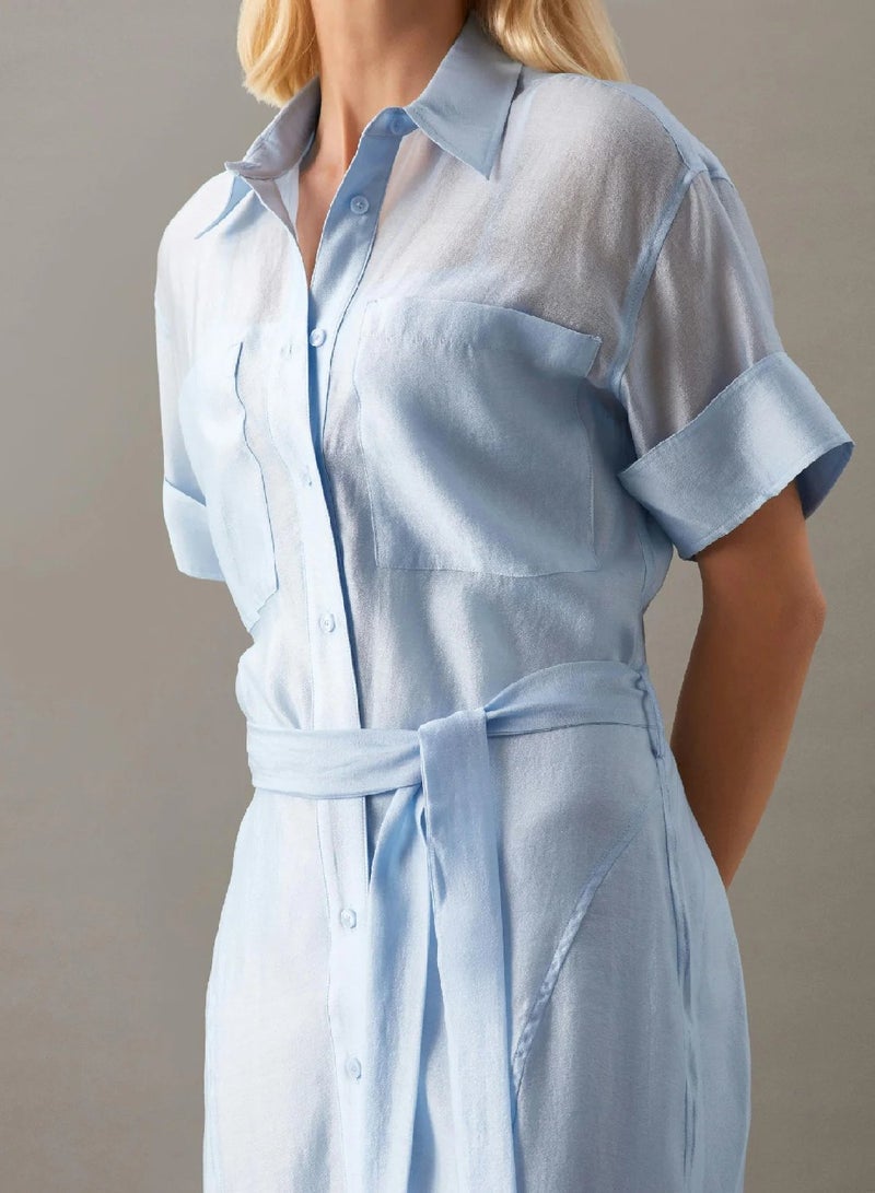 CALVIN KLEIN Sheer Lyocell Shirt Dress - Image 3