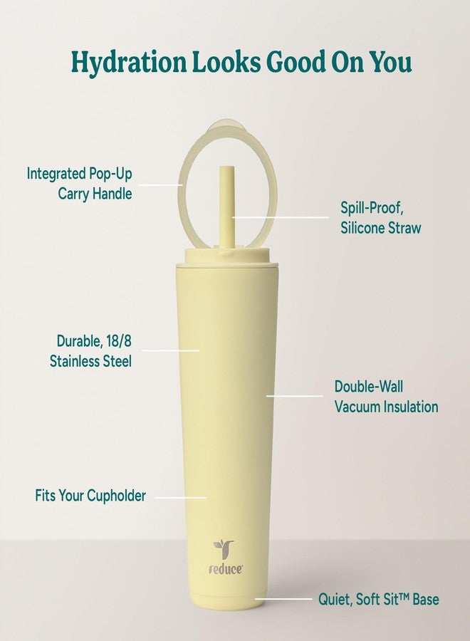 REDUCE Halo 24 oz Stainless Steel Vacuum Insulated Tumbler - Spill Proof Travel Mug with Flip Handle Lid - Keeps Drinks Cold for 32 Hrs - Dishwasher Safe - Cupholder Friendly - French Vanilla - Image 4