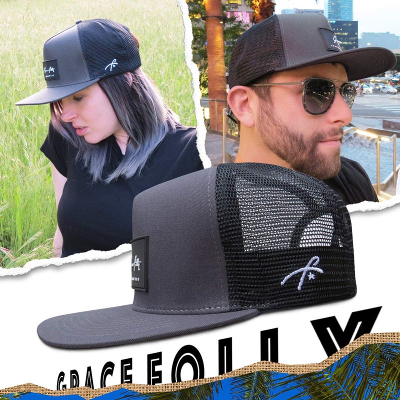 Grace Folly Trucker Hat for Men & Women. Snapback Mesh Caps (US, Alpha, One Size, One Size, Charcoal Gray) - Image 3