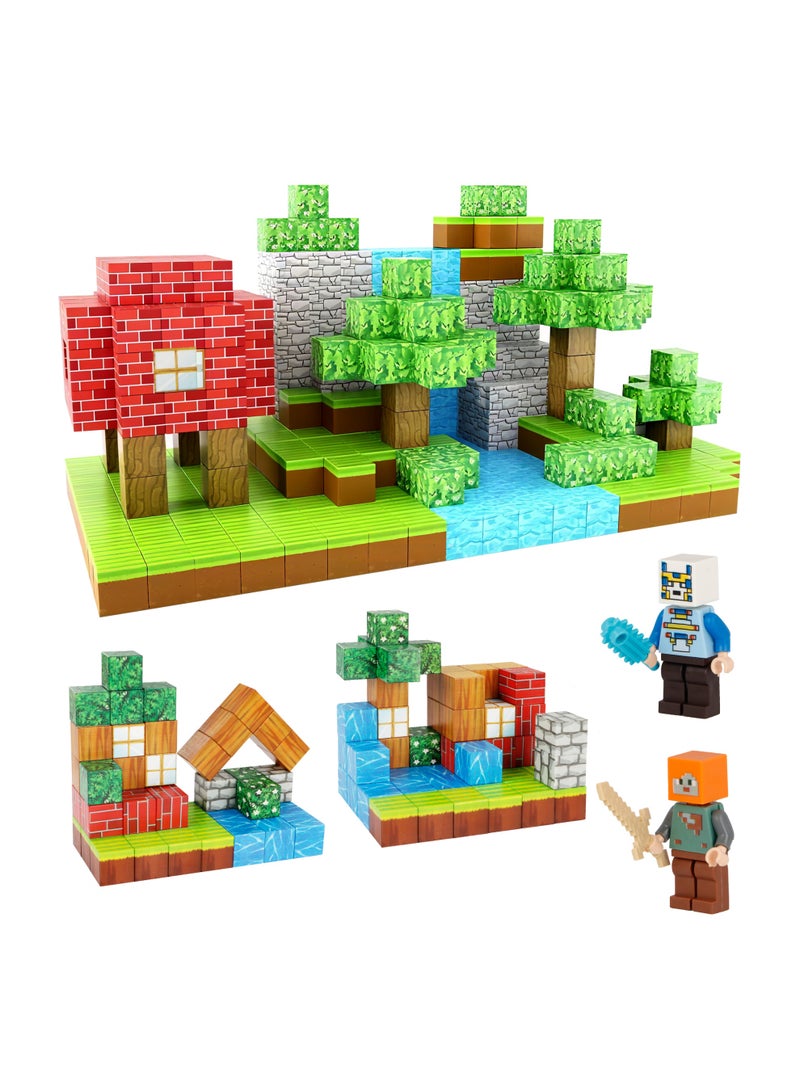 اكسيموس 64 قطعة مكعبات بناء مغناطيسية - ألعاب تعليمية للأطفال STEM، مجموعة بناء DIY آمنة وغير سامة من ABS (مناسبة للأعمار من 3 إلى 12 عامًا) - Image 1