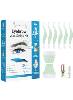 Beauty7 Men's Eyebrow Wax Strips Facial Wax Strips Hair Removal at Home Waxing Strips 24 pcs with Pearl Powder Essential Oil for Sensitive All Skin Types for Men