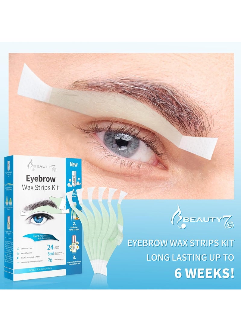 Beauty7 - Beauty7 Men's Eyebrow Wax Strips Facial Wax Strips Hair Removal at Home Waxing Strips 24 pcs with Pearl Powder Essential Oil for Sensitive All Skin Types for Men - Image 1