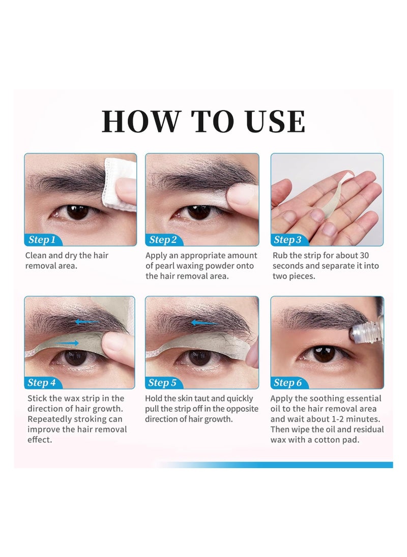 Beauty7 - Beauty7 Men's Eyebrow Wax Strips Facial Wax Strips Hair Removal at Home Waxing Strips 24 pcs with Pearl Powder Essential Oil for Sensitive All Skin Types for Men - Image 1