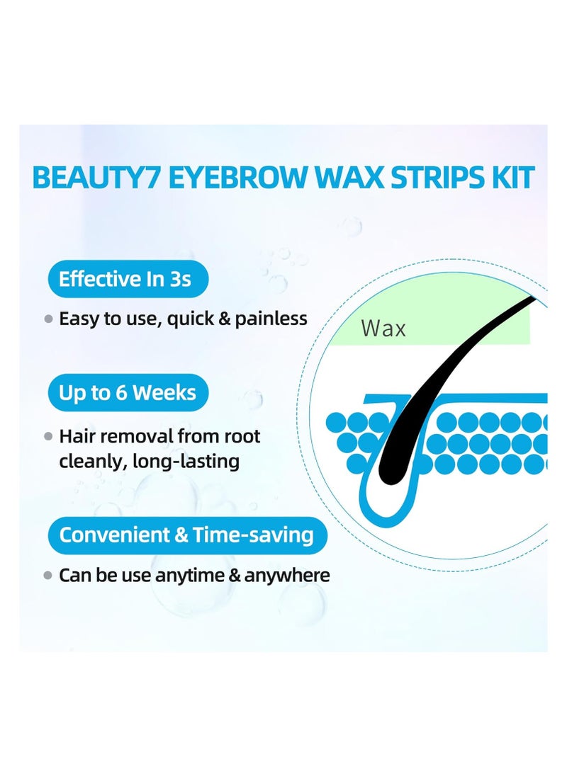 Beauty7 - Beauty7 Men's Eyebrow Wax Strips Facial Wax Strips Hair Removal at Home Waxing Strips 24 pcs with Pearl Powder Essential Oil for Sensitive All Skin Types for Men - Image 1