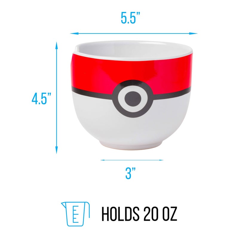 Silver Buffalo Silver Buffalo Pokemon Pokeball Ceramic Ramen Noodle Bowl with Chopsticks  Microwave Safe  20 Ounces  - Image 3