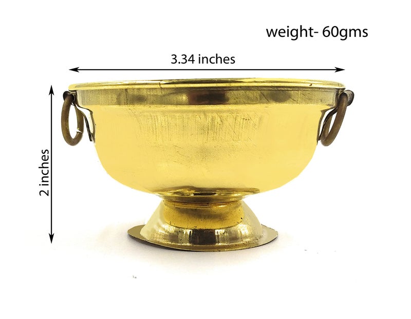 SHINDE EXPORTS Brass/pital ghee/panchamrit/makhan patra/Bowl 3.34 inches 60gms for puja - Image 3