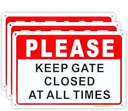Enjoyist Enjoyist 3-Pack Please Keep Gate Closed at All Times Sign 10"x 7" .04" Aluminum Reflective Sign Rust Free Aluminum-UV  - Image 1
