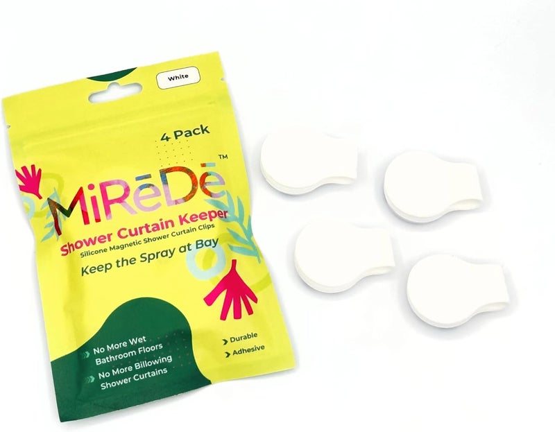MiReDe Shower Curtain Keeper | Shower Curtain Clips | Self-Adhesive Wall Clips for Inside Shower | Easy to Install | Splash Guard | Pack of 4 - Image 2