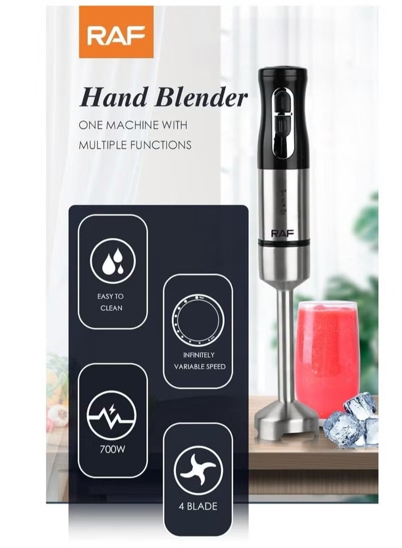 RAF Hand Blender R.278, a kitchen essential designed for culinary perfection. With a powerful 800W motor and two-speed settings (13000 – 15000 RPM), this hand blender ensures efficient blending for soups, juices, vegetable puree, and smoothies. - Image 5