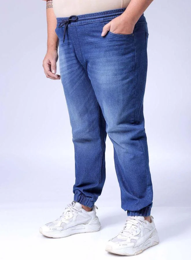 HARDSODA  Men Plus Size Slim Fit Solid Mid-Rise Stretchable Denim Joggers for Men | Best Price UAE