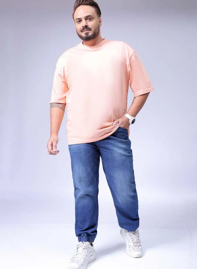 HARDSODA  Men Plus Size Slim Fit Solid Mid-Rise Stretchable Denim Joggers for Men | Best Price UAE