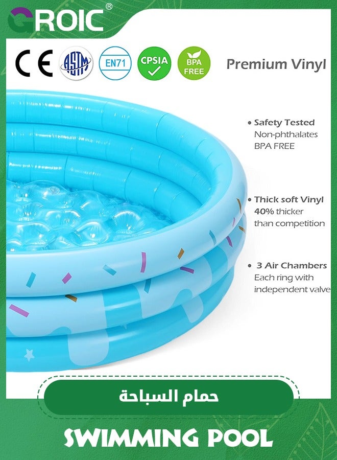 GROIC Inflatable Kiddie Pool, 48" *12"  Guardrail Swimming Pool for Kids, Blow Up Pool for Kids Outdoor Party Games, Inflatable Round Swimming Pool Large Kiddie Pool Perfect for Adults and Kids - Image 2