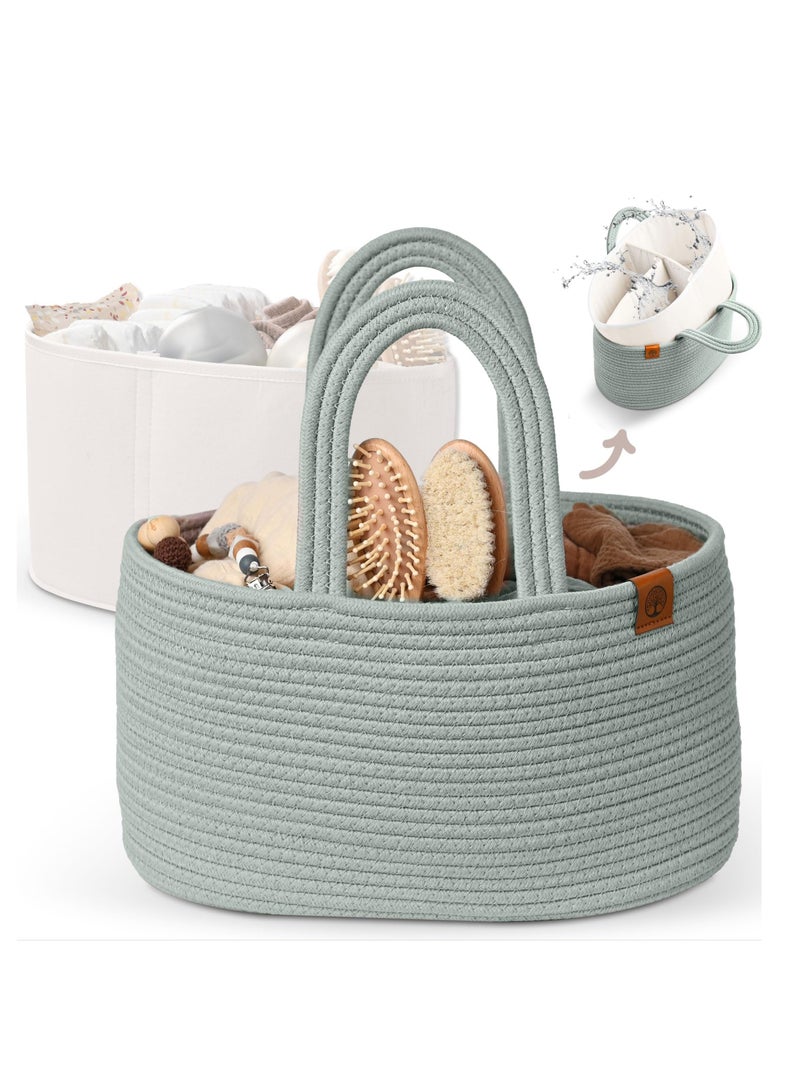 Arabest 2-in-1 Baby Diaper Caddy Organizer, Water-Resistant Lining Protection, Easy Care, Basket for Changing Table or Dresser, Multi-Use, Newborn Baby Essentials - Image 1